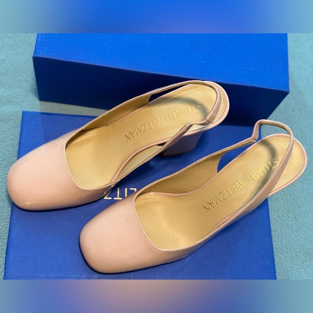 Stuart Weitzman Blush Block Heel Slingbacks - Picture 2 of 7